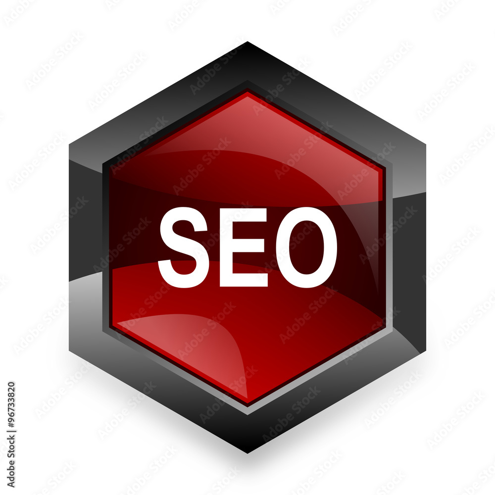 Poster seo red hexagon 3d modern design icon on white background