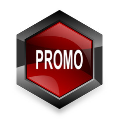 promo red hexagon 3d modern design icon on white background
