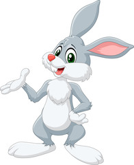Obraz na płótnie Canvas Cartoon bunny presenting isolated on white background