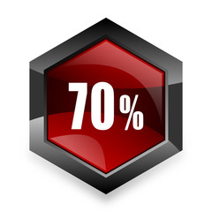 70 percent red hexagon 3d modern design icon on white background