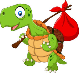 Cartoon funny turtle traveling
