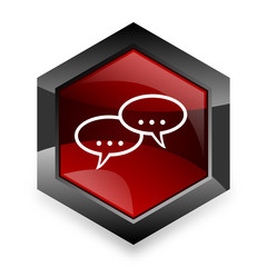 forum red hexagon 3d modern design icon on white background