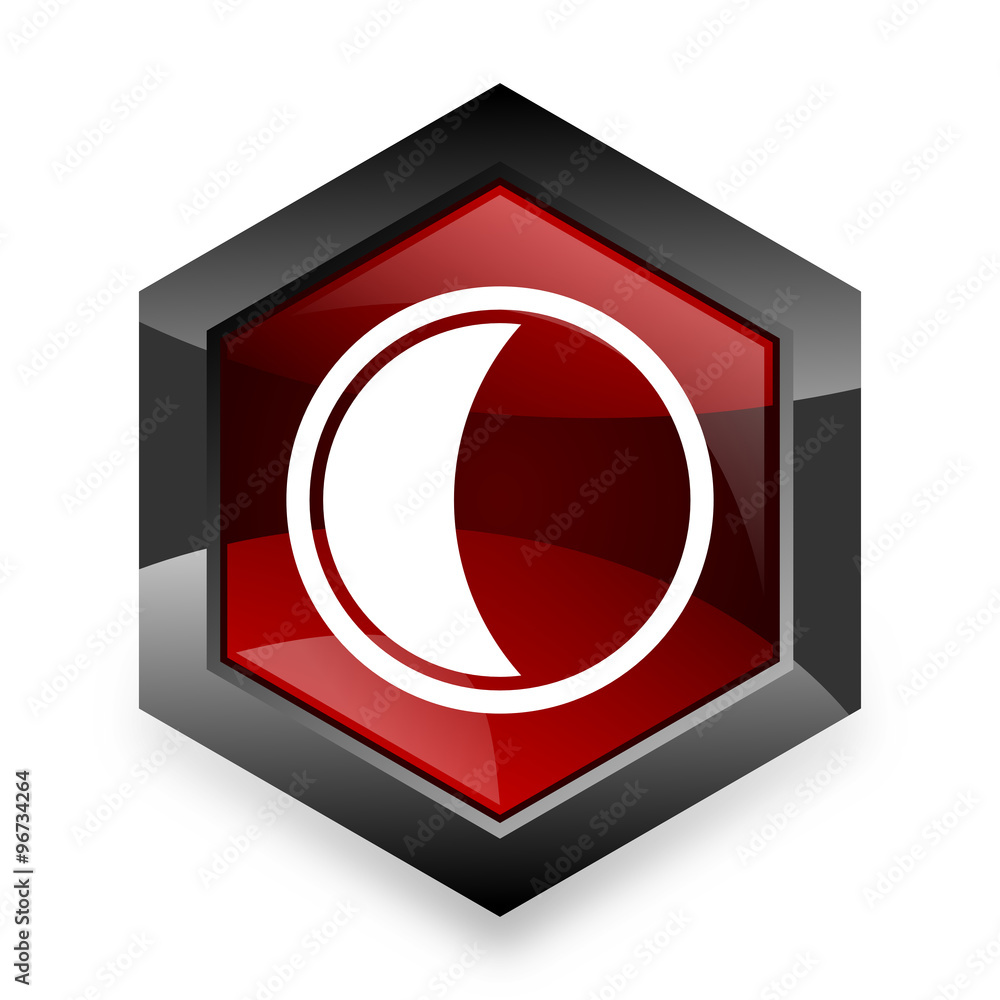 Aufkleber moon red hexagon 3d modern design icon on white background