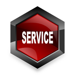service red hexagon 3d modern design icon on white background