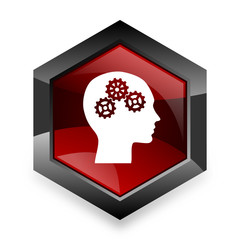 head red hexagon 3d modern design icon on white background