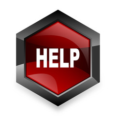 help red hexagon 3d modern design icon on white background
