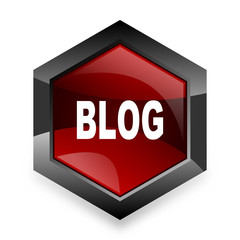 blog red hexagon 3d modern design icon on white background