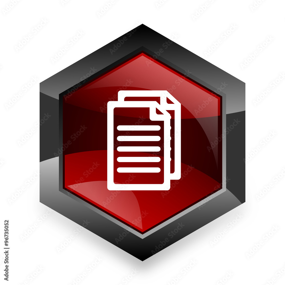 Poster document red hexagon 3d modern design icon on white background