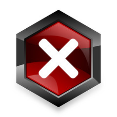 Obraz premium cancel red hexagon 3d modern design icon on white background