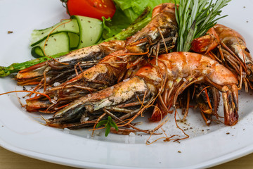 Grilled tiger prawns