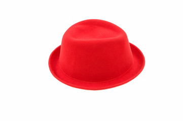 Woman Red hat isolated on white