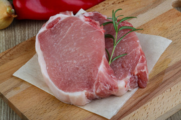 Raw pork steak
