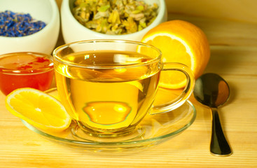 Herbal tea with lemon and honey