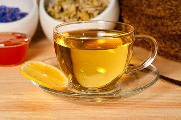 Herbal tea with lemon and honey