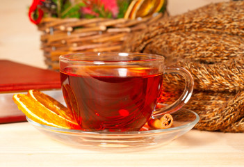 Black tea in  glass cup