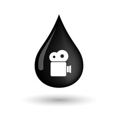 Vector oil drop icon with a film camera