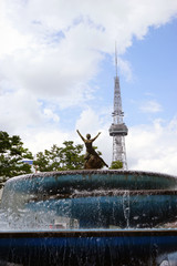 Fototapeta na wymiar 希望の泉と名古屋テレビ塔