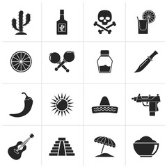 Black Mexico and Mexican culture icons - vector icon set