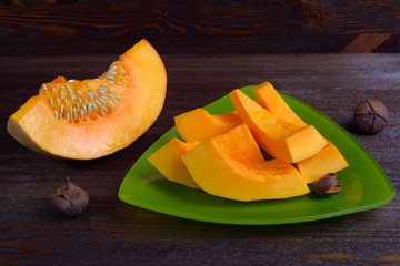 Slices of pumpkin on a plate