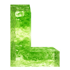 Conceptual 3D green water or ice font part of set or collection isolated