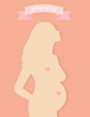 Vector silhouette of pregnant woman.