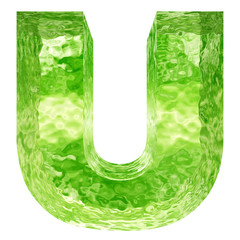 Conceptual 3D green water or ice font part of set or collection isolated