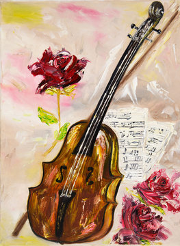 Violin and roses