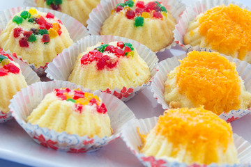 Delicious cupcake on plate