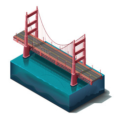 Vector icons set.Bridge over the river,design, unit structure. 3d concept.