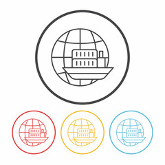 logistics ship line icon