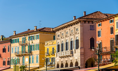 Fototapeta na wymiar Buildings on Piazza Bra in Verona - Italy