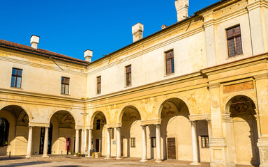 Fototapeta na wymiar Details of Palazzo Ducale on Piazza Castello in Mantua - Italy