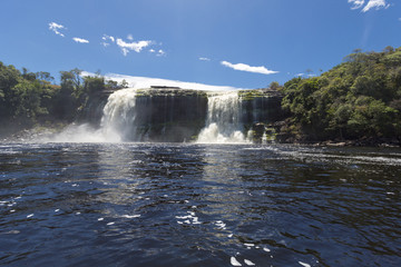 Fototapeta premium Beautiful Waterfall in the Canaima Lagoon, Canaima National Park, Venezuela, South America 2015