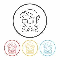 camping girl line icon