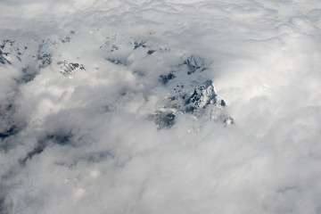 Aerial view over himalayas in Tibet.