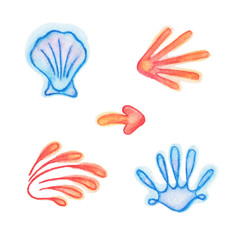 Camino de Santiago route signs watercolor pencils drawings