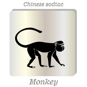 Black silhouette of  monkey
