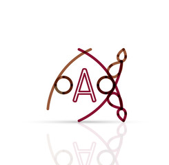 Abstract geometric linear hipster floral icon, frame design, flat style