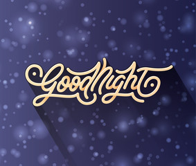Fototapeta na wymiar Good night lettering beautiful vector illustration