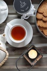 Table layout for tea with candle