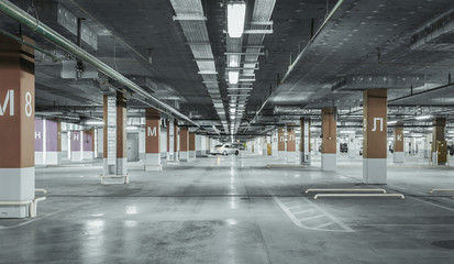Empty parking lot. Urban, industrial background