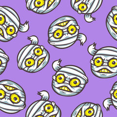 Halloween mummy seamless pattern background