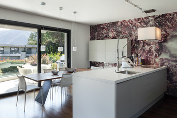 Interior, kitchen and dining table