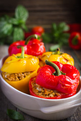 Stuffed peppers with meat, rice and vegetables