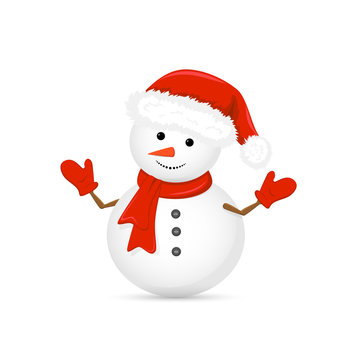 Snowman in Santa hat and red scarf