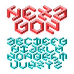 Hexagon typeface made of impossible shapes