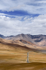 The Road along the Karakoram Highway that link China (Xinjiang province) with Pakistan via the Kunjerab pass
