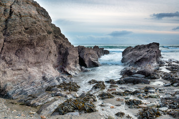 Fototapeta na wymiar Stormy Sea on a Rocky Beach