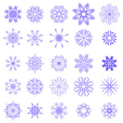 Set of Different Blue Snowflakes