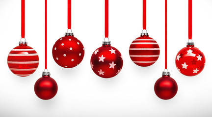 Christmas red balls with bow